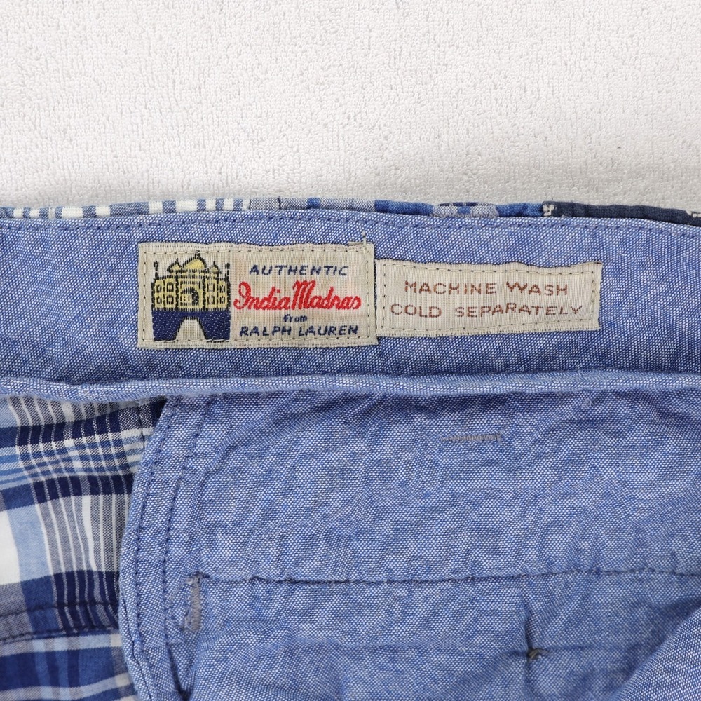Polo Ralph Lauren Indian Madras Patchwork Shorts Mens 36 Blue Plaid Bandana - Picture 6 of 11